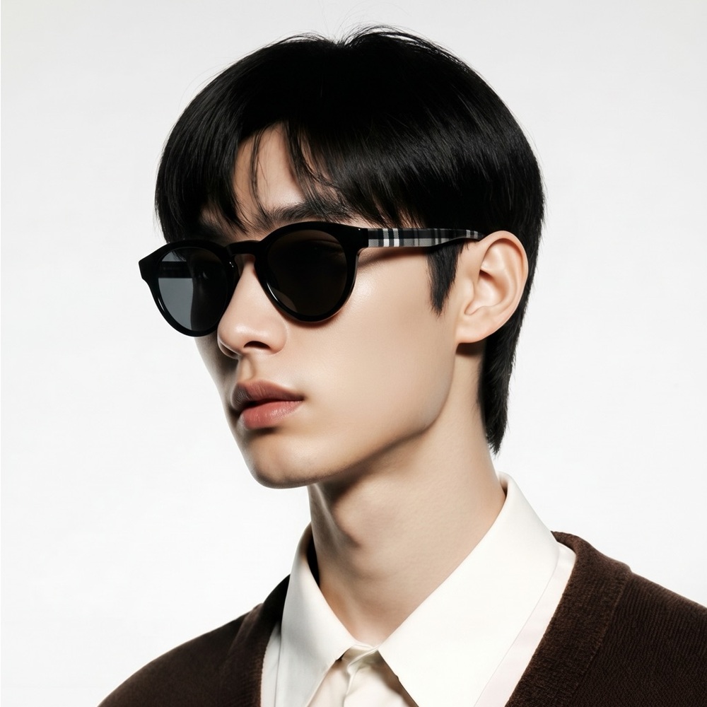 New - 💯 Original  BURBERRY BE4359 REID Black  Round  sunglasses
